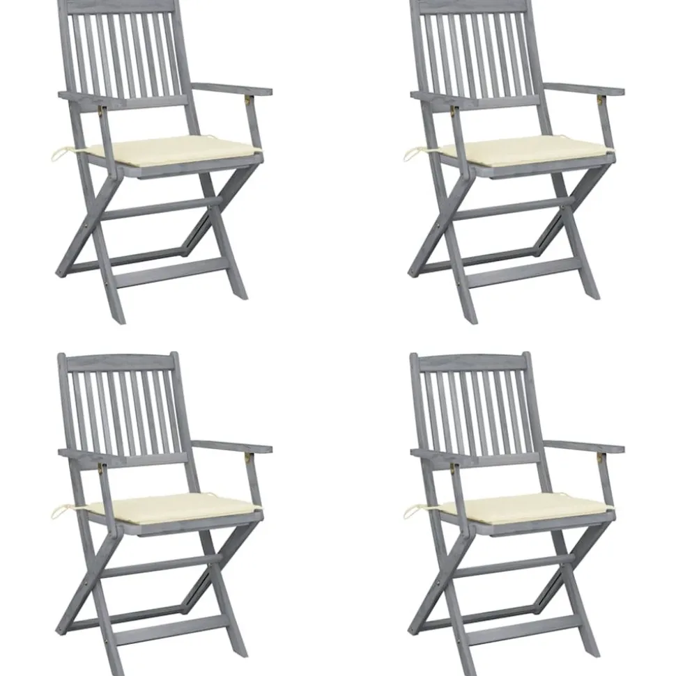 MAISON EXCLUSIVE - Chaises pliables d'extérieur lot de 4 et coussins bois d'acacia