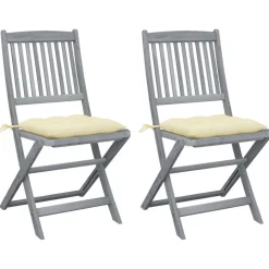 MAISON EXCLUSIVE - Chaises pliables d'extérieur lot de 2 et coussins bois d'acacia