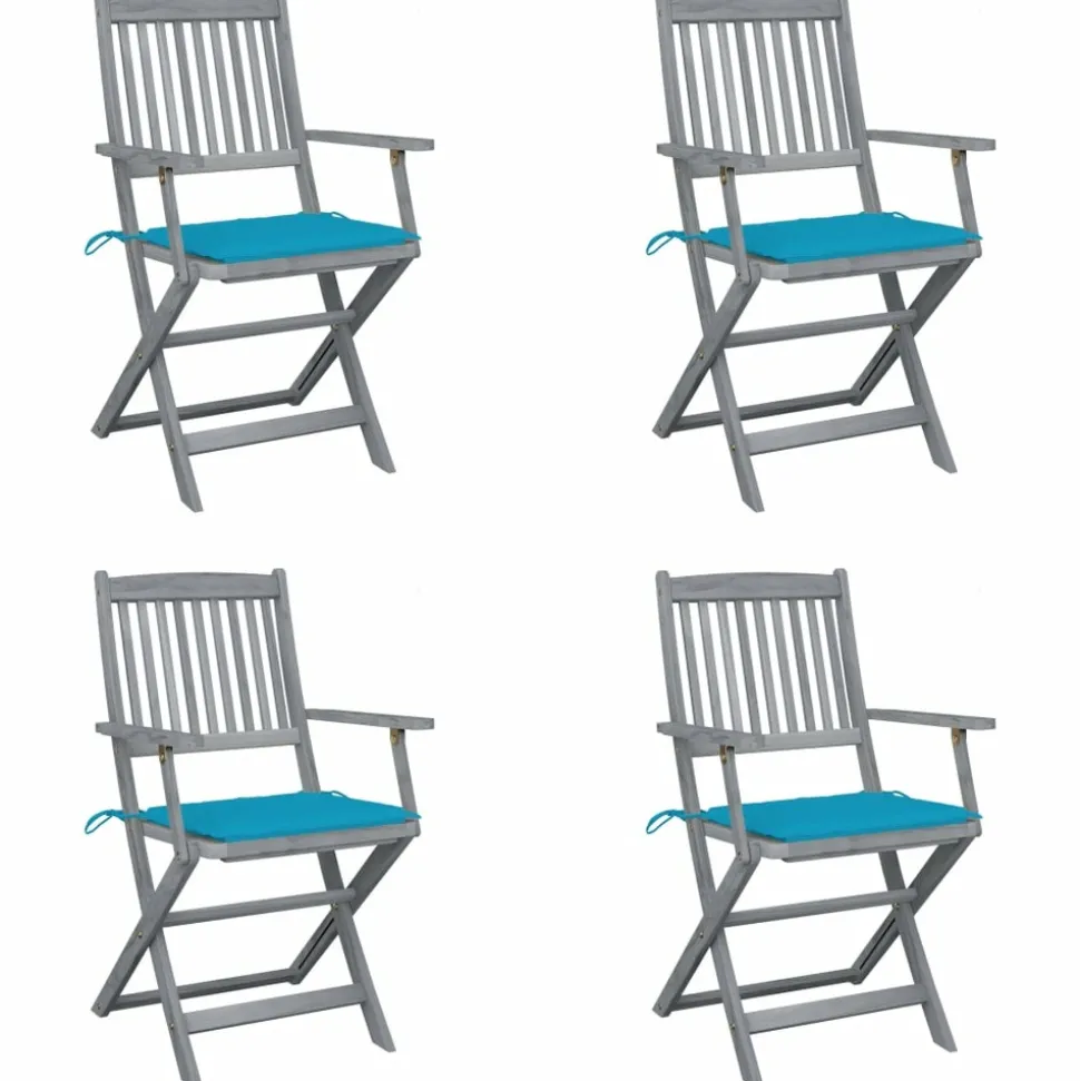 MAISON EXCLUSIVE - Chaises pliables d'extérieur lot de 4 et coussins bois d'acacia