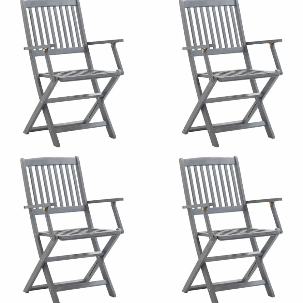 MAISON EXCLUSIVE - Chaises pliables d'extérieur lot de 4 et coussins bois d'acacia
