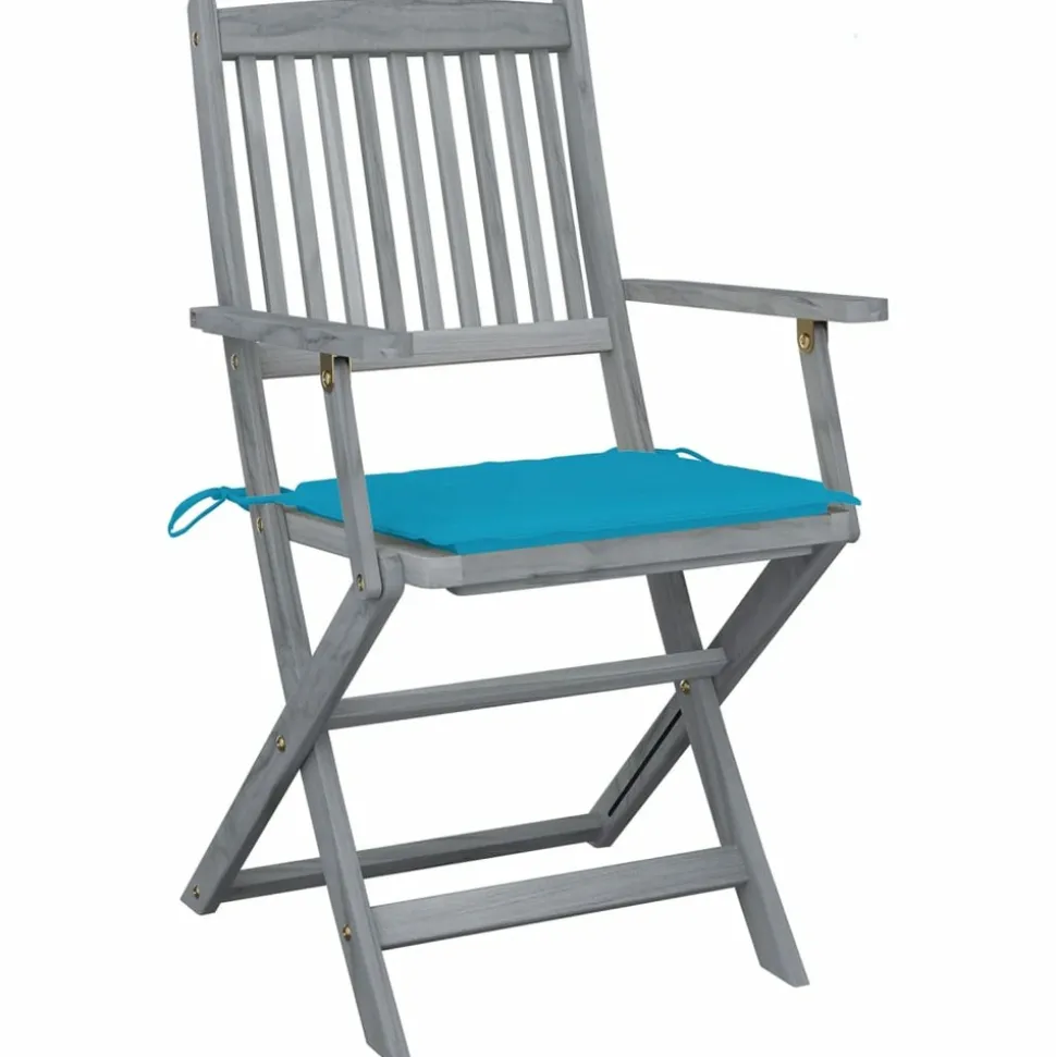 MAISON EXCLUSIVE - Chaises pliables d'extérieur lot de 4 et coussins bois d'acacia