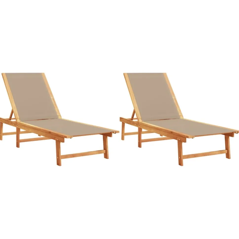 MAISON EXCLUSIVE - Chaises longues lot de 2 taupe bois acacia solide et textilène
