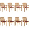 MAISON EXCLUSIVE - Chaises de jardin empilables avec coussins lot de 8 teck solide