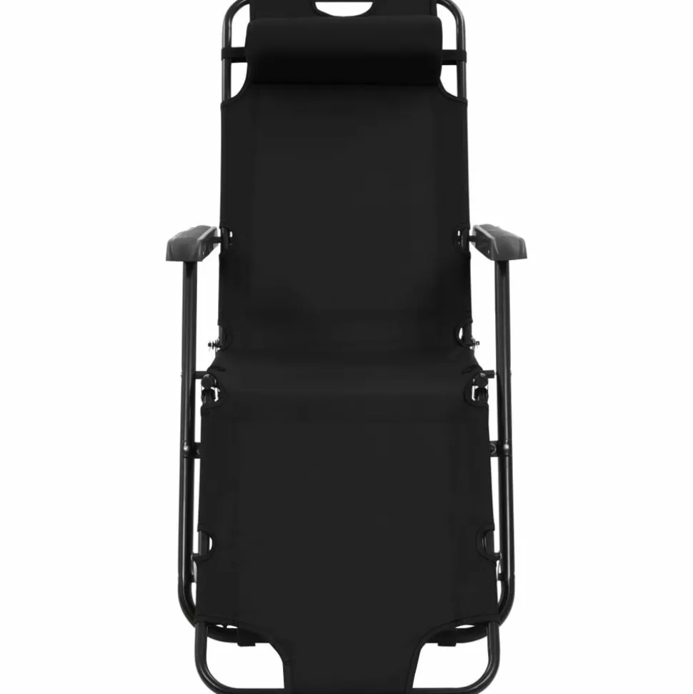MAISON EXCLUSIVE - Chaises longues pliables 2 pcs avec repose-pied acier noir