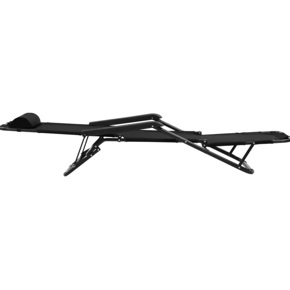 MAISON EXCLUSIVE - Chaises longues pliables 2 pcs avec repose-pied acier noir