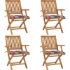 MAISON EXCLUSIVE - Chaises pliables de jardin avec coussins lot de 4 teck solide