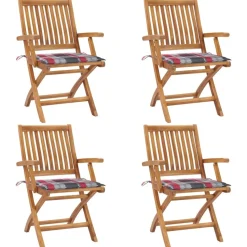 MAISON EXCLUSIVE - Chaises pliables de jardin avec coussins lot de 4 teck solide