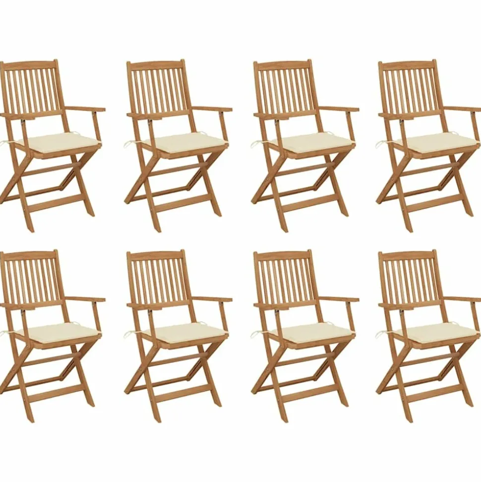 MAISON EXCLUSIVE - Chaises pliables d'extérieur et coussins lot de 8 bois d'acacia
