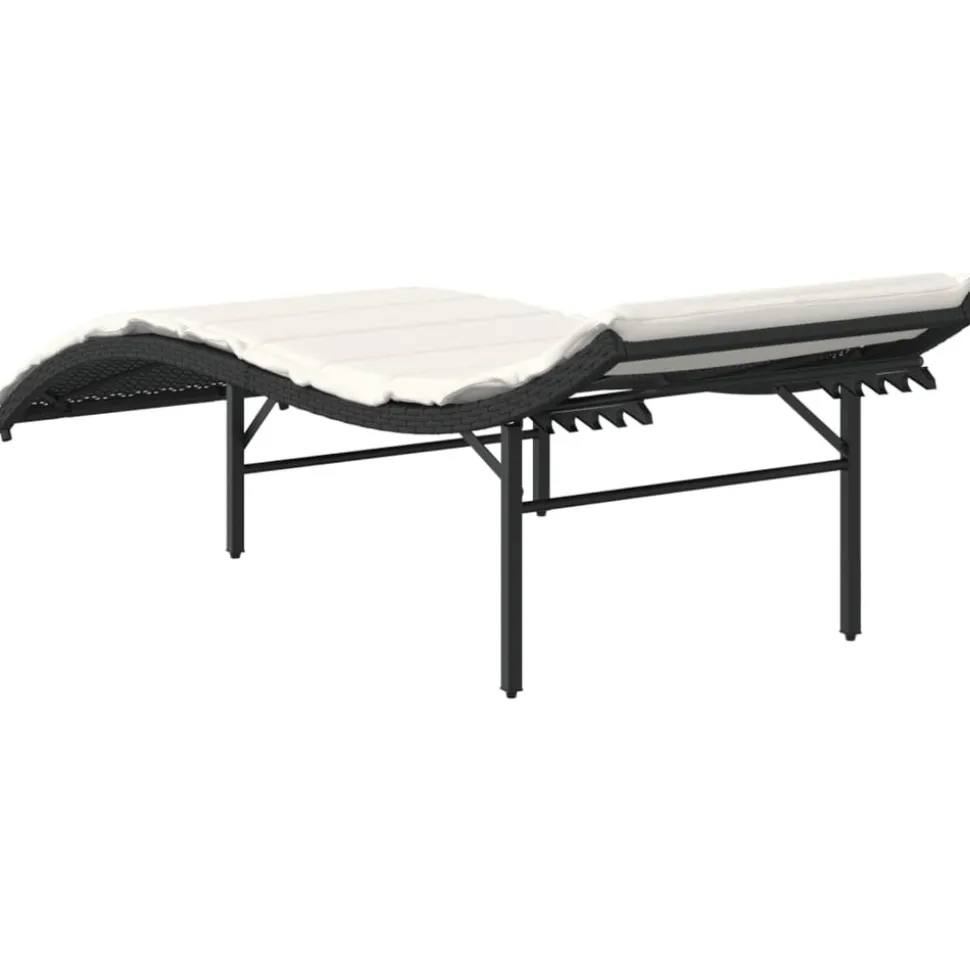 MAISON EXCLUSIVE - Chaises longues lot de 2 avec coussins noir résine tressée