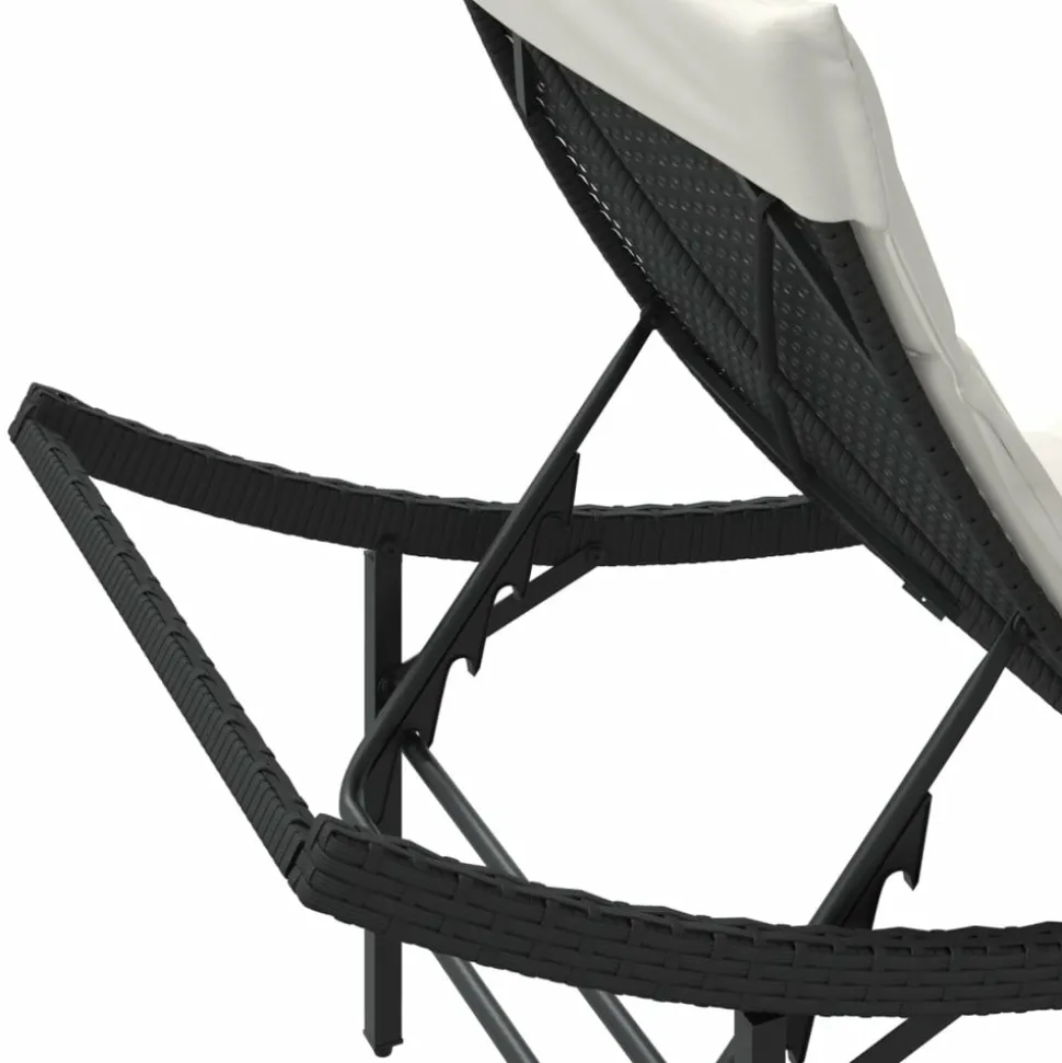MAISON EXCLUSIVE - Chaises longues lot de 2 avec coussins noir résine tressée