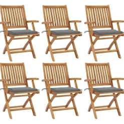 MAISON EXCLUSIVE - Chaises pliables de jardin avec coussins lot de 6 bois de teck