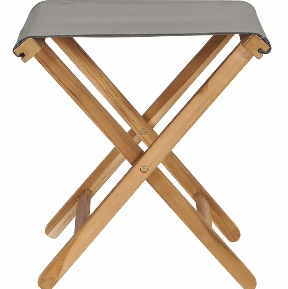 MAISON EXCLUSIVE - Chaises pliables lot de 2 bois teck solide et tissu gris foncé