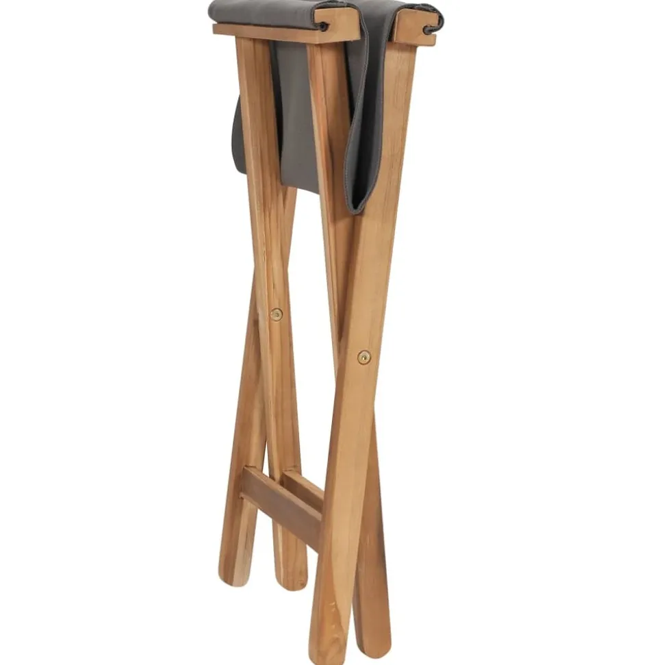MAISON EXCLUSIVE - Chaises pliables lot de 2 bois teck solide et tissu gris foncé