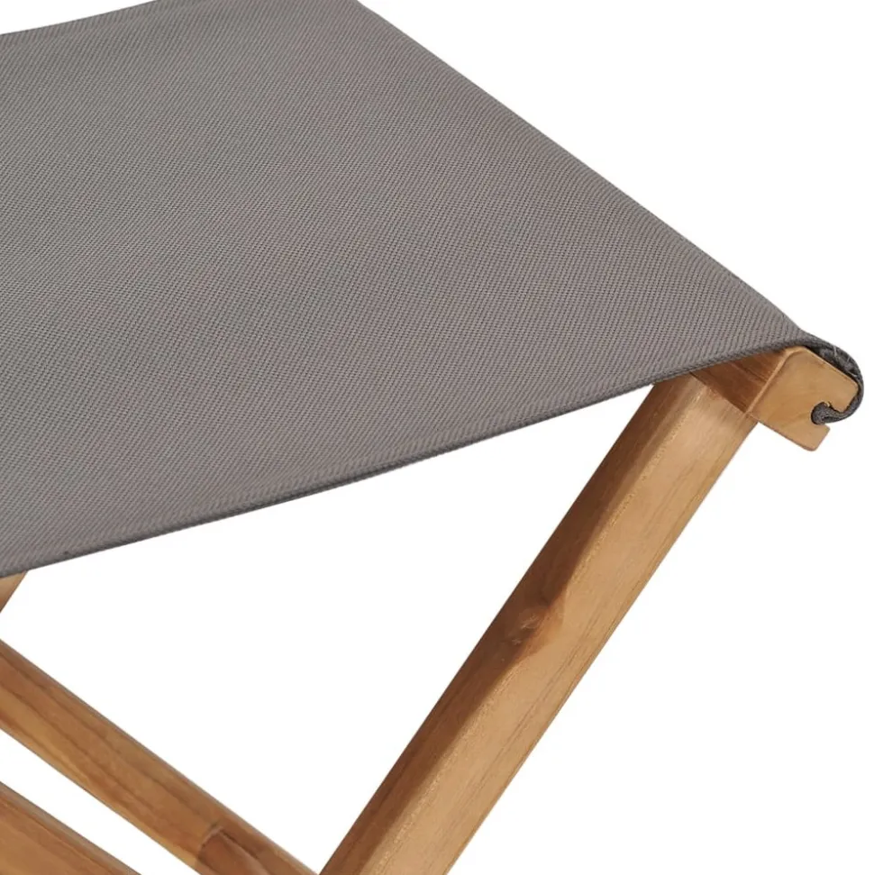 MAISON EXCLUSIVE - Chaises pliables lot de 2 bois teck solide et tissu gris foncé