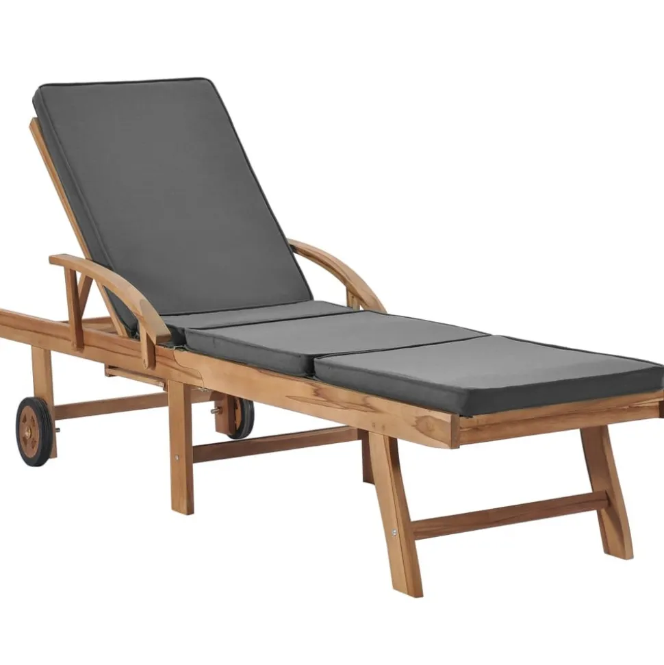 MAISON EXCLUSIVE - Chaises longues et coussins 2pcs bois de teck solide gris foncé