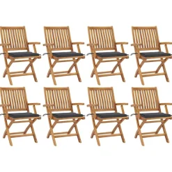 MAISON EXCLUSIVE - Chaises pliables de jardin avec coussins lot de 8 teck solide