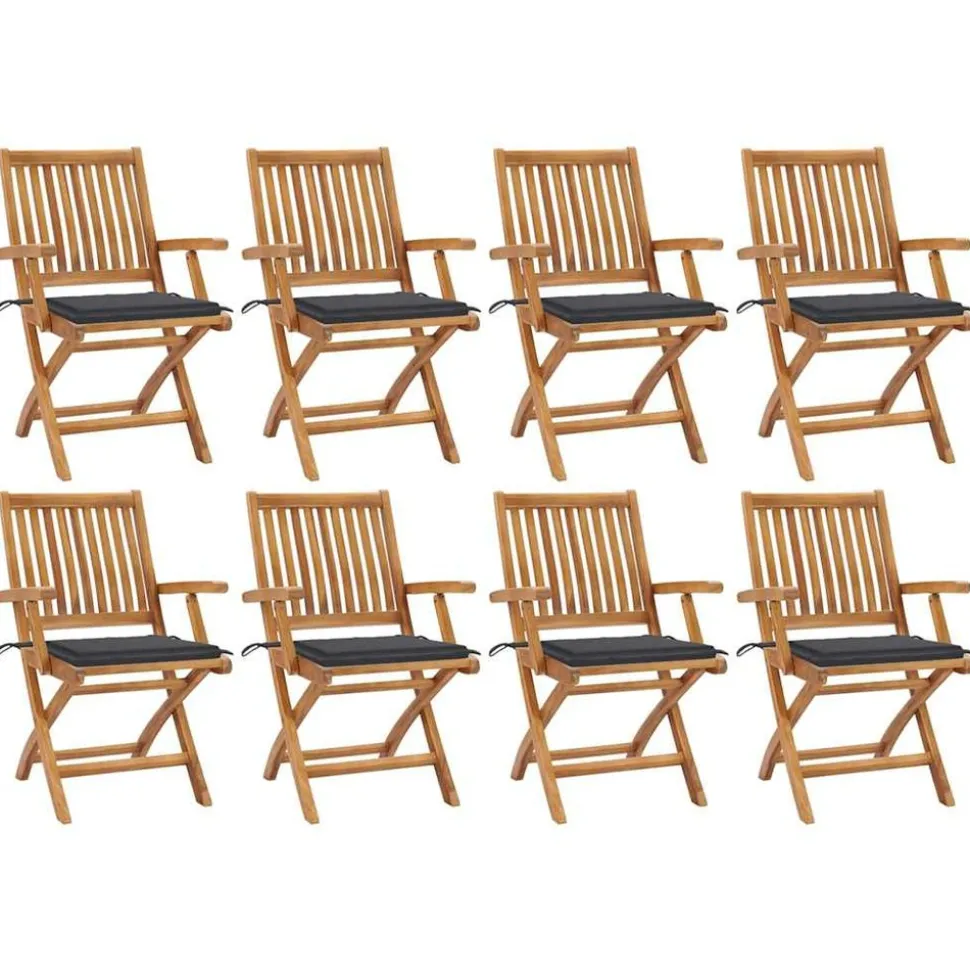 MAISON EXCLUSIVE - Chaises pliables de jardin avec coussins lot de 8 teck solide