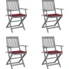 MAISON EXCLUSIVE - Chaises pliables d'extérieur lot de 4 et coussins bois d'acacia