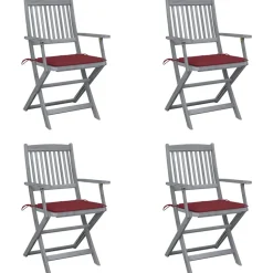 MAISON EXCLUSIVE - Chaises pliables d'extérieur lot de 4 et coussins bois d'acacia