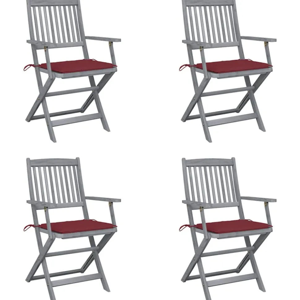 MAISON EXCLUSIVE - Chaises pliables d'extérieur lot de 4 et coussins bois d'acacia