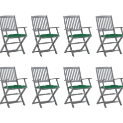 MAISON EXCLUSIVE - Chaises pliables d'extérieur lot de 8 et coussins bois d'acacia