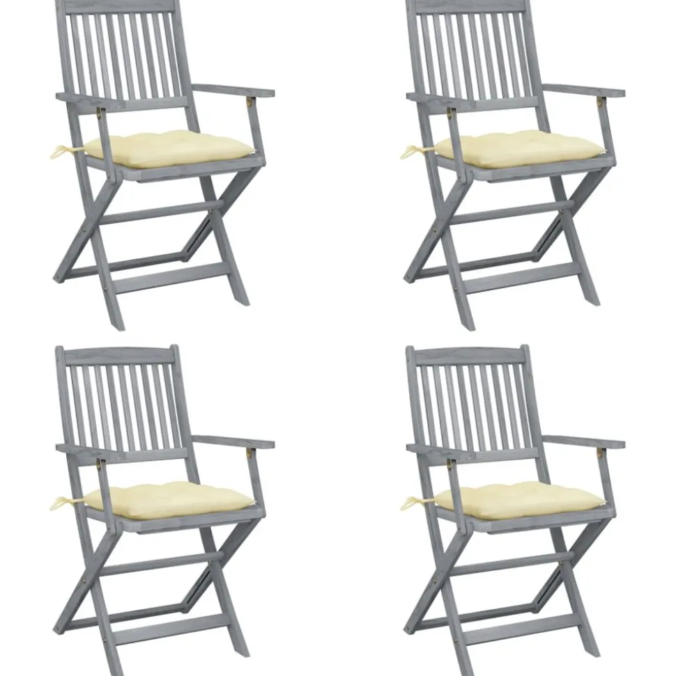 MAISON EXCLUSIVE - Chaises pliables d'extérieur lot de 4 et coussins bois d'acacia