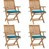 MAISON EXCLUSIVE - Chaises pliables de jardin avec coussins lot de 4 teck solide