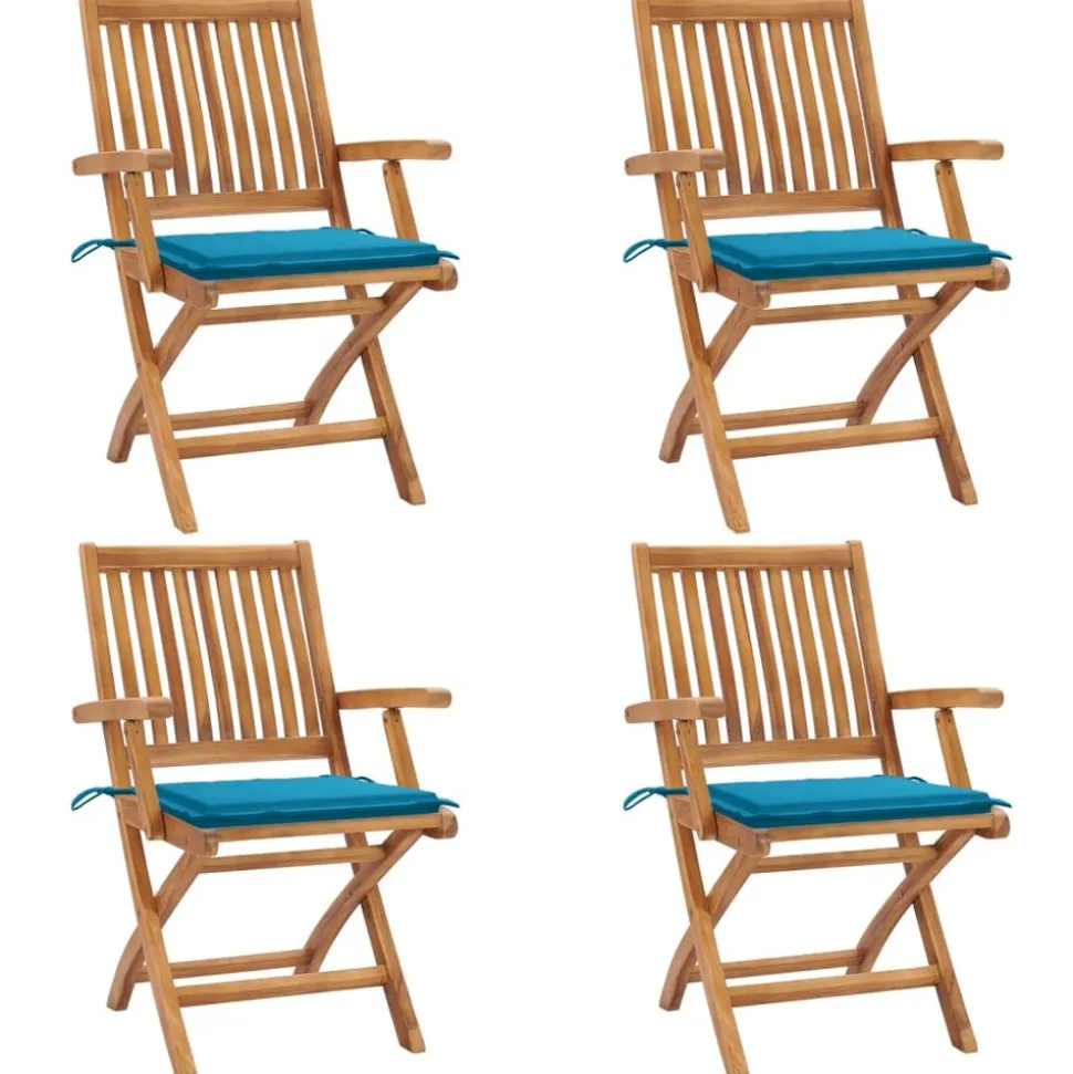 MAISON EXCLUSIVE - Chaises pliables de jardin avec coussins lot de 4 teck solide