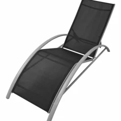 MAISON EXCLUSIVE - Chaises longues et parasol aluminium noir