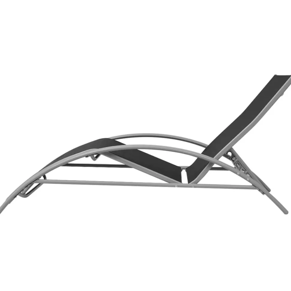 MAISON EXCLUSIVE - Chaises longues et parasol aluminium noir