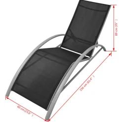 MAISON EXCLUSIVE - Chaises longues et parasol aluminium noir