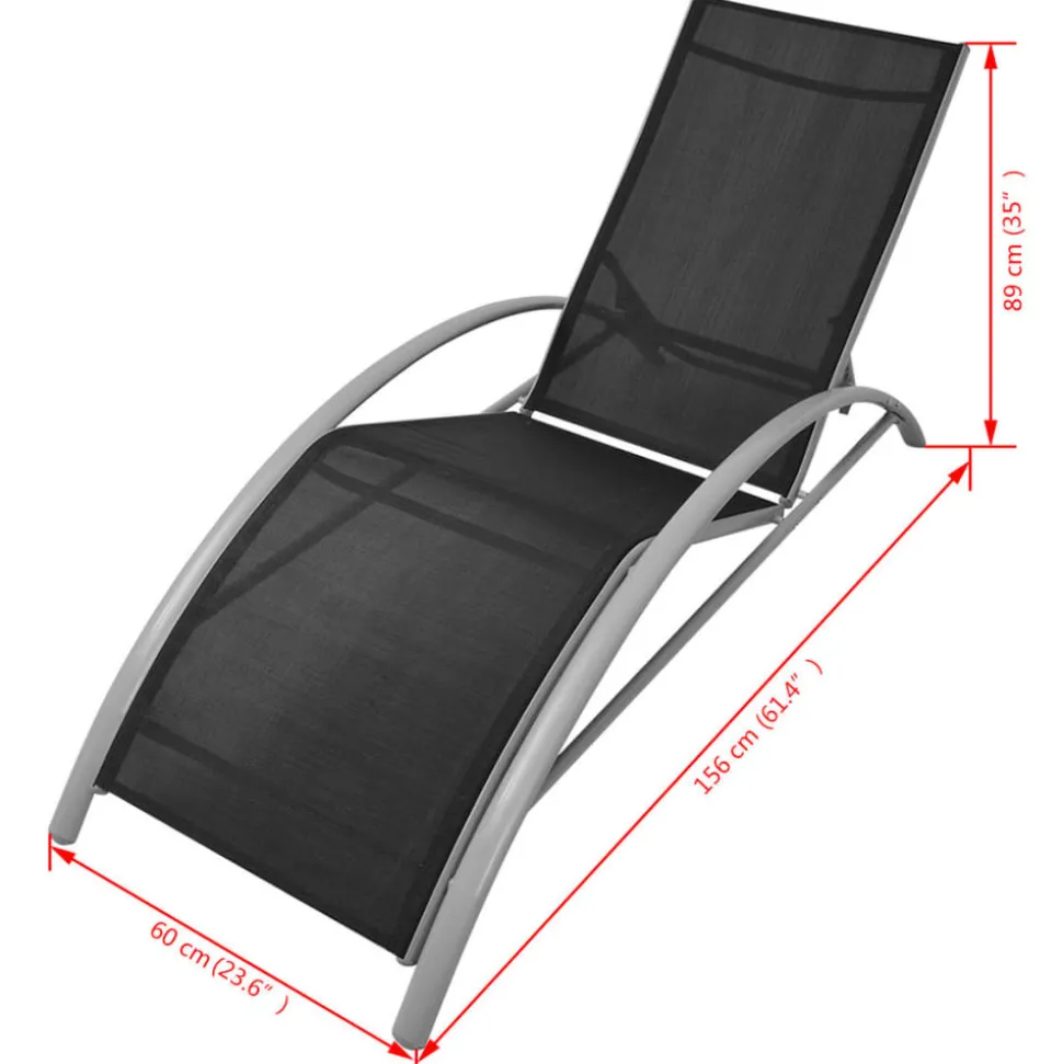 MAISON EXCLUSIVE - Chaises longues et parasol aluminium noir