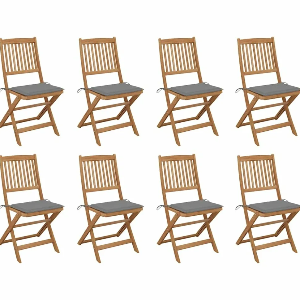 MAISON EXCLUSIVE - Chaises pliables d'extérieur et coussins lot de 8 bois d'acacia