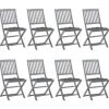 MAISON EXCLUSIVE - Chaises pliables d'extérieur lot de 8 et coussins bois d'acacia