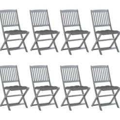 MAISON EXCLUSIVE - Chaises pliables d'extérieur lot de 8 et coussins bois d'acacia