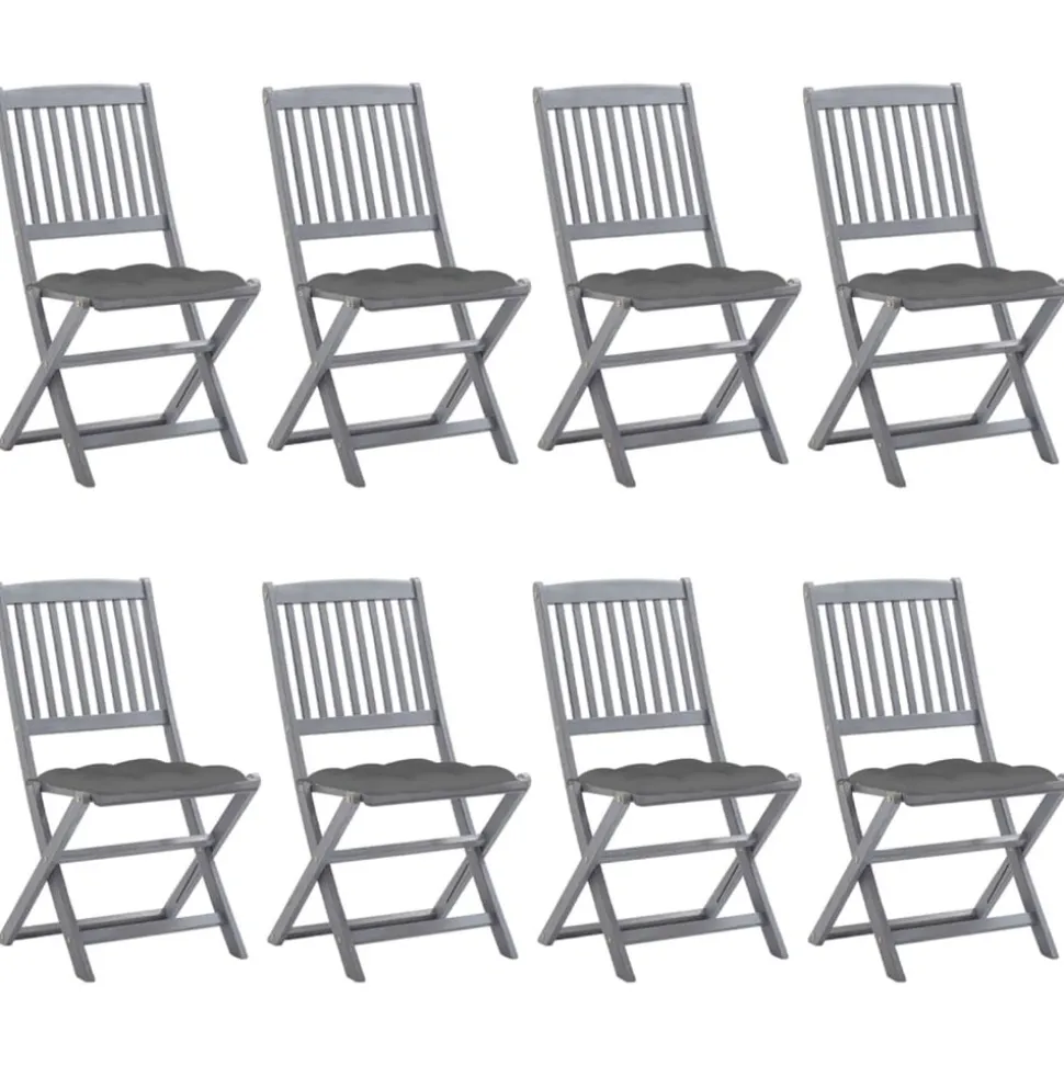 MAISON EXCLUSIVE - Chaises pliables d'extérieur lot de 8 et coussins bois d'acacia