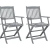 MAISON EXCLUSIVE - Chaises pliables d'extérieur lot de 2 et coussins bois d'acacia