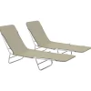 MAISON EXCLUSIVE - Chaises longues pliables lot de 2 acier et tissu taupe