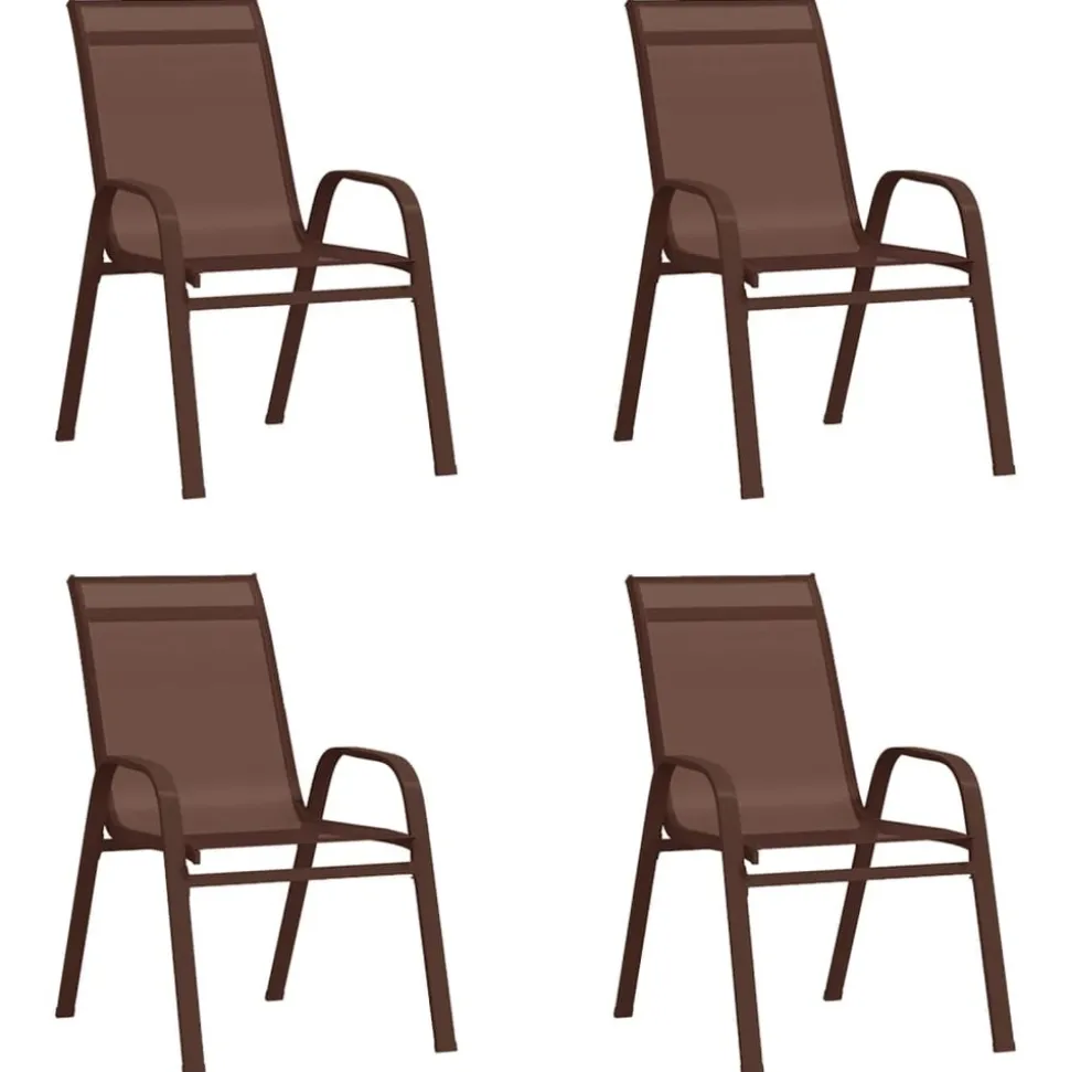 MAISON EXCLUSIVE - Chaises empilables de jardin lot de 4 marron tissu textilène