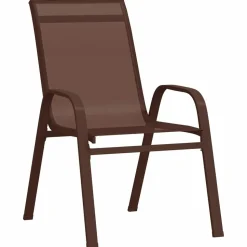 MAISON EXCLUSIVE - Chaises empilables de jardin lot de 4 marron tissu textilène