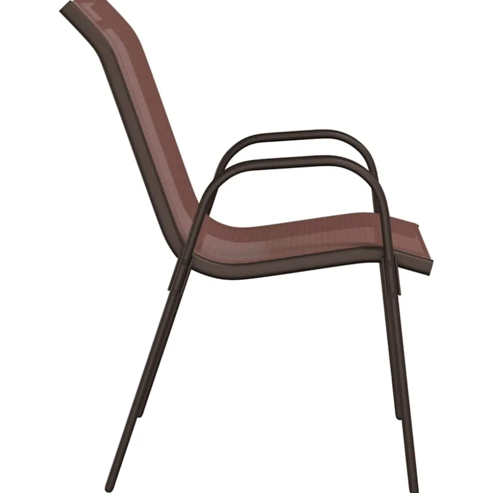 MAISON EXCLUSIVE - Chaises empilables de jardin lot de 4 marron tissu textilène