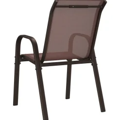 MAISON EXCLUSIVE - Chaises empilables de jardin lot de 4 marron tissu textilène