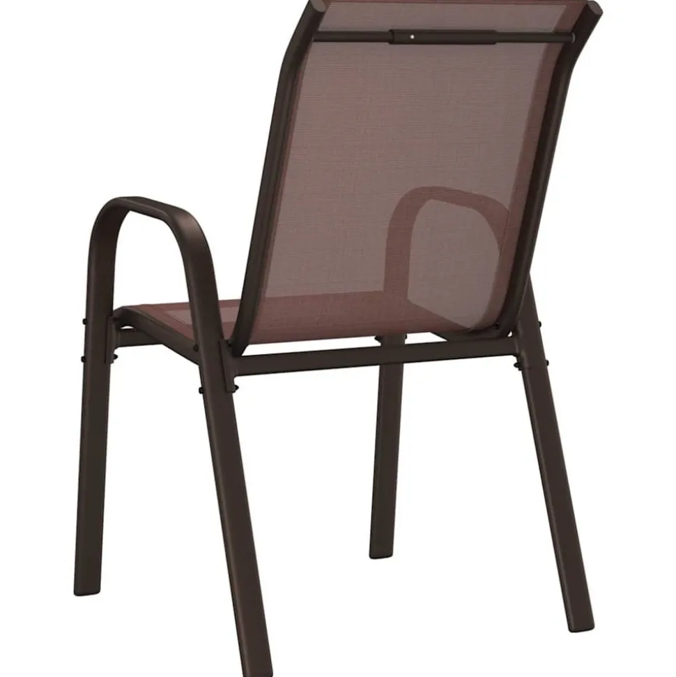 MAISON EXCLUSIVE - Chaises empilables de jardin lot de 4 marron tissu textilène