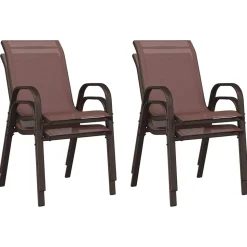 MAISON EXCLUSIVE - Chaises empilables de jardin lot de 4 marron tissu textilène