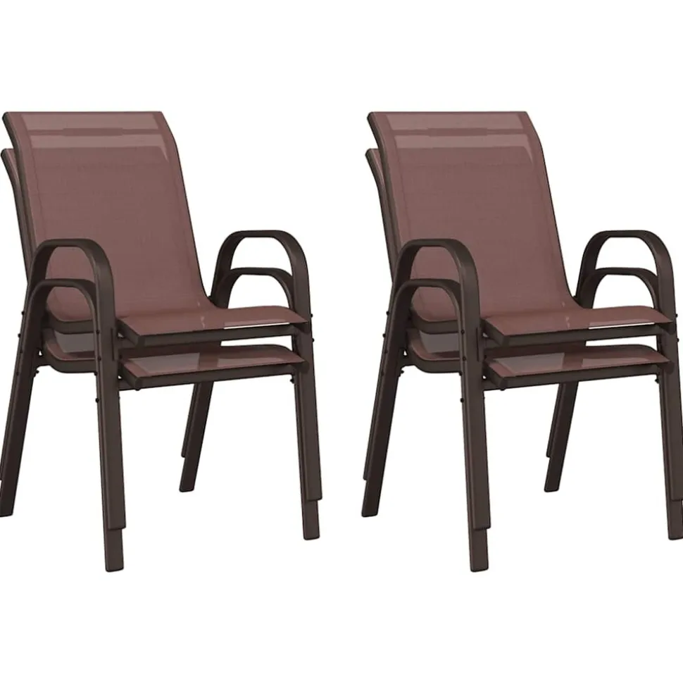MAISON EXCLUSIVE - Chaises empilables de jardin lot de 4 marron tissu textilène