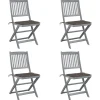 MAISON EXCLUSIVE - Chaises pliables d'extérieur lot de 4 et coussins bois d'acacia