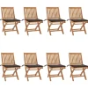 MAISON EXCLUSIVE - Chaises pliables de jardin avec coussins lot de 8 teck solide