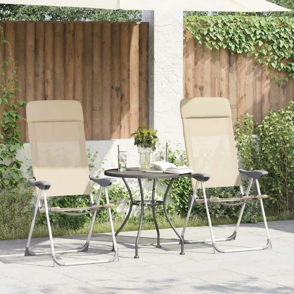 MAISON EXCLUSIVE - Chaises de camping pliables lot de 2 crème aluminium