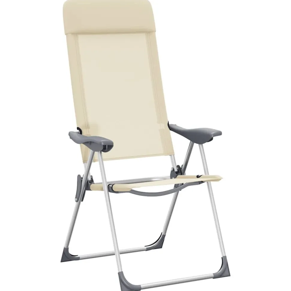 MAISON EXCLUSIVE - Chaises de camping pliables lot de 2 crème aluminium