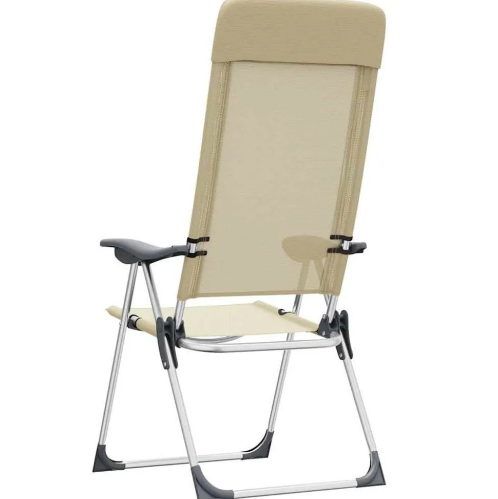 MAISON EXCLUSIVE - Chaises de camping pliables lot de 2 crème aluminium